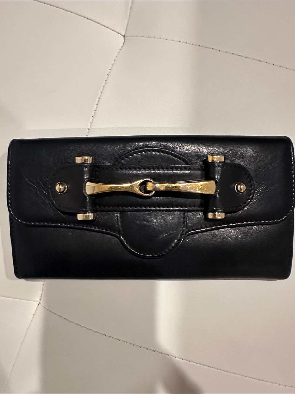 Gucci Black Leather Wallet with Gold Horsebit Detail